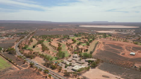 Aerial-view-around-a-golf-course-on-the-Kangaroo-Island,-in-Australia---Orbit,-drone-shot
