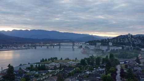 Stunning-Drone-Aerial-Shot-over-North-Vancouver-British-Columbia,-Canada