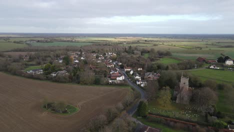 Pleshey-Englisches-Dorf-Niedriger-Drohnenstandpunkt