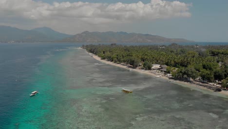 Gili-Island-Tropical-Coast-in-Indonesia-near-Lombok-Island,-Aerial