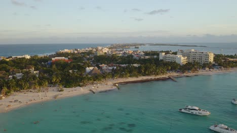 Drone-Descends-Toward-Beautiful-Caribbean-Island-White-Sand-Beach