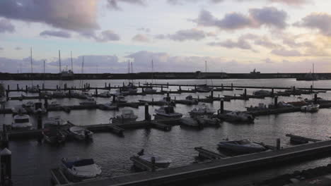 Boats-docked-at-harbour-Ponta-Delgada-Azores-Portugal