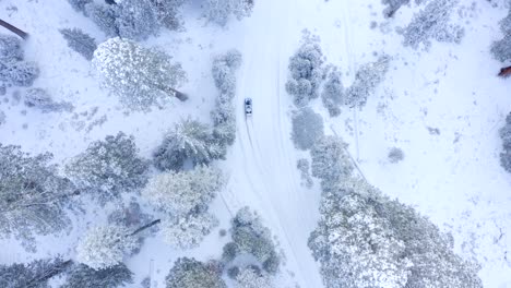 Aerial-4K-footage-of-Sequoia-National-Park-covered-in-snow-2
