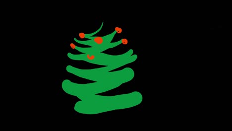 2-D-Animation,-Die-Einen-Weihnachtsbaum-Mit-Stern-Und-Dekoration-Zeichnet