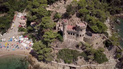Castle-On-The-Hill-In-Lloret-De-Mar,-Spain,-Castillo-De-En-Playa