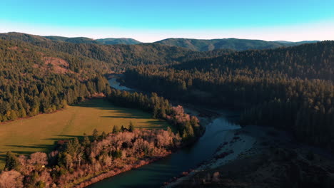 Smith-River-and-Redwood-Forest,-California,-beautiful-aerial-view