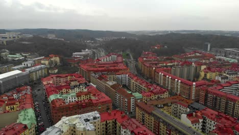 Gothenburg,-Linne-District-Apartment-Buildings,-Aerial-Shot-Dolly-Out