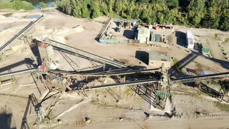 Tarmac-Quarry-Collingham,-Newark-aerial-view-of-conveyers-and-plant