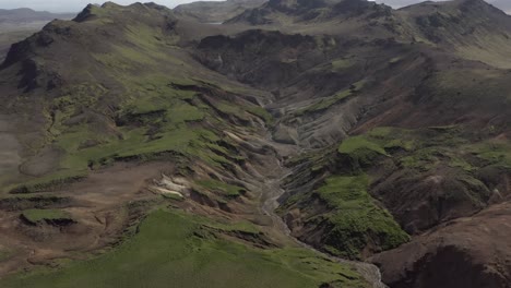 Desolate-landscape-of-Sogin-geothermal-area-seen-from-above-in-Iceland
