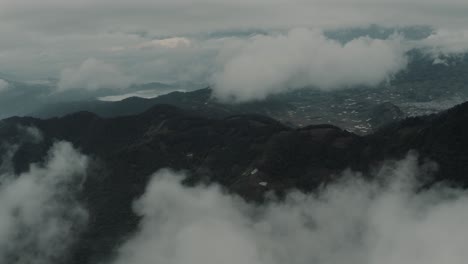Drone-aerial-landscape-view-of-mountains,-flying-high-in-Guatemala