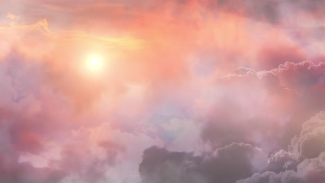 Schöner-Sonnenaufgang-Oder-Sonnenuntergang-Hinter-Den-Fliegenden-Kumuluswolken