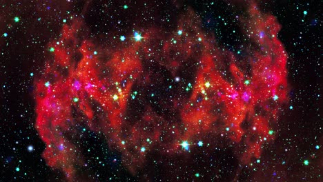 Die-Leuchtend-Roten,-Mit-Nebeln-übersäten-Wolken-Im-Universum