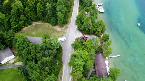 A-Drone-records-the-beautiful-peninsula-drive-in-Michigan