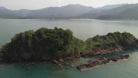 Aerial-orbit-small-deserted-tropical-island-Koh-Chang-background