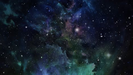 El-Universo-Y-Las-Nubes-Nebulosas-Verdosas-Flotando-Alrededor