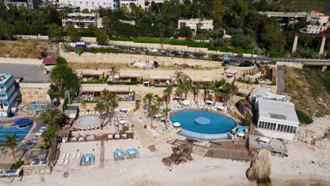 Circular-Swimming-Pool-At-Provencial-Del-Mare-Resort-In-Seaside-Road,-Fidar-Lebanon