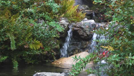 Cascada-De-Tres-Niveles-En-Un-Parque-Japonés