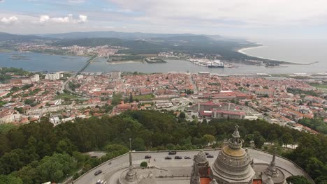 Aerial-City-View-of-Viana-do-Castelo-and-Santa-Luzia-Monastery