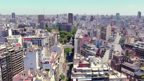 Daytime-establishing-aerial-view-of-the-Recoleta-neighborhood,-residential-buildings-in-Buenos-Aires,-Argentina