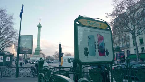 Estación-De-Metro-Bastille-En-París,-Francia