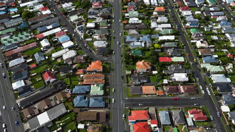 Residential-area-of-dunedin-city-from-above,-downwards-aerial-view,-New-Zealand