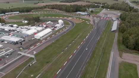 Aerial-tilt-down-towards-Mantorp-Park-in-Sweden