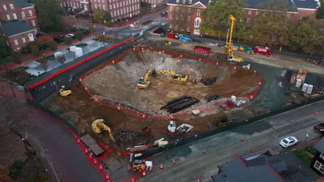 Sitio-De-Excavación-Para-La-Construcción-De-Nuevos-Edificios-En-El-Centro-De-Annapolis,-Md,-Ee.uu.