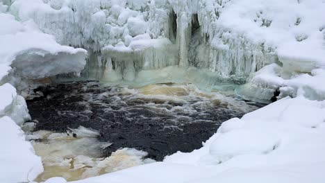 Small-water-pond-below-the-freezing-waterfall-on-river-Homla