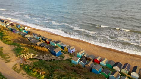 A-wide-still-drone-shot-of-a-sunset-on-Milford-on-Sea-beach-in-4K