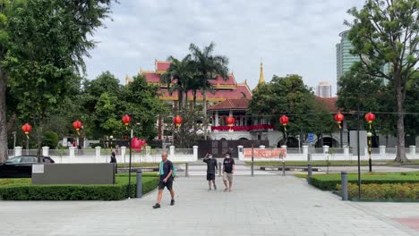 Outdoor-frontal-view-of-the-Sun-Yat-Sen-Nanyang-Memorial-Hall,-also-known-as-Wan-Qing-Yuan,-Singapore