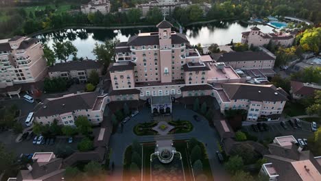 Aerial-of-the-Broadmoor-Hotel-in-Colorado-Springs-Colorado