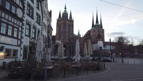 Erfurt-Cathedral-next-to-Half-timbered-Houses-in-Ancient-German-Town