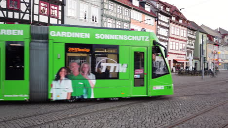Erfurt-Scenery-with-Modern-Tram-in-Front-of-Historic-House-on-Domplatz