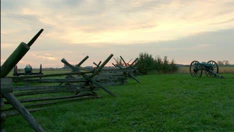 Schuß-Des-Zauns-Im-Nationalen-Militärpark-Von-Gettysburg-Bei-Sonnenaufgang