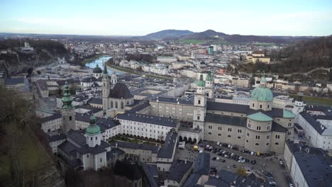 Aerial-view-over-Salzburg,-Austria