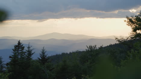 A-slow-motion-sunset-view-from-the-top-of-Mt-Ascutney-in-West-Windsor,-Vermont