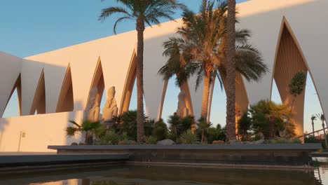 El-Gouna,-Egypt-29-December-2022:-Gouna-Conference-and-Culture-Centre-at-Sunset,-Which-Was-Designed-to-Be-a-Landmark-Cultural-Destination-for-the-Resort-Town
