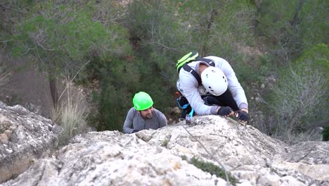 Via-ferrata-ascension-by-group-of-friends