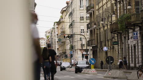 Static-slow-motion-scene-in-urban-area-in-city-Turin-in-Italy