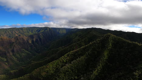 Vista-Aérea-De-Colinas-Y-Paisajes-Verdes-En-Kauai-Hawaii