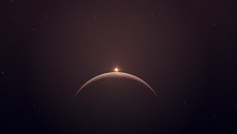 Planet-Mars-Aus-Dem-Weltraum-Während-Eines-Sonnenaufgangs
