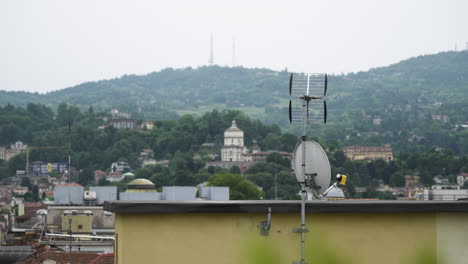 Static-shot-of-rooftops-and-rural-arean-in-city-Turin-in-Europe