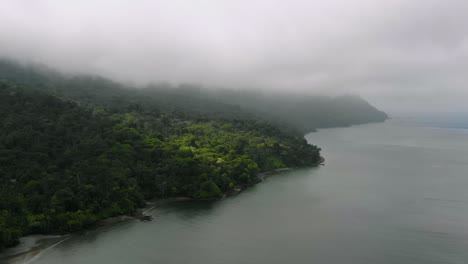 Aerial-view-of-Gorgona-island-in-a-cloudy-day