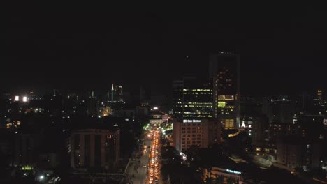 Victoria-Island,-Lagos-Nigeria--December-20-2022:-Cityscape-of-Victoria-Island-at-Night-time-with-traffic,-a-luxurious-business-and-residential-district-in-Lagos