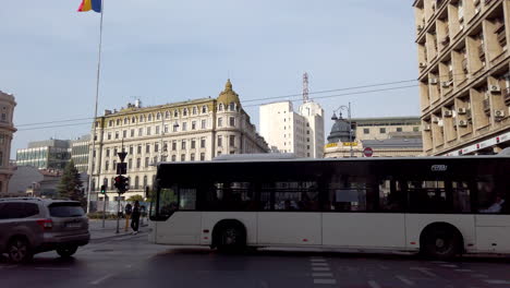 Victory-avenue-with-people-and-traffic-,-Bucharest-Romania