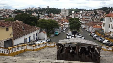 panoramic-view-of-Sao-Joao-del-Rei,-colonial-mining-town-in-Minas-Gerais-state,-Brazil