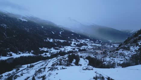 Village-in-the-alps-at-dusk