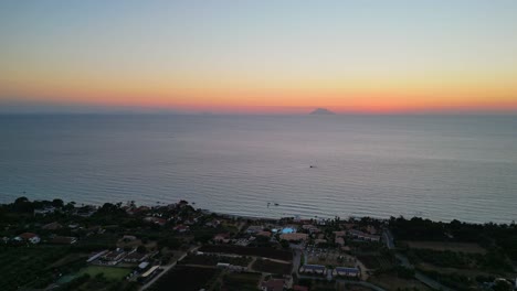 Stromboli-Sunset-View-from-Capo-Vaticano,-Calabria,-Italy---Aerial-4k
