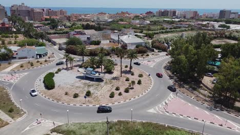 Aerial-time-lapse-in-a-roundabout-in-Spain
