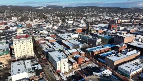 High-aerial-truck-shot-of-Williamsport-Pennsylvania